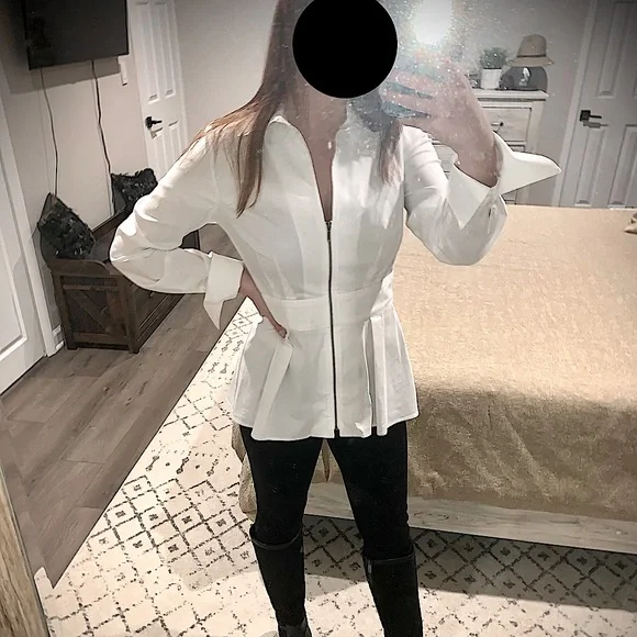 Finley White Peplum Tunic marked sz s - see comments for fit - Picture 1 of 4